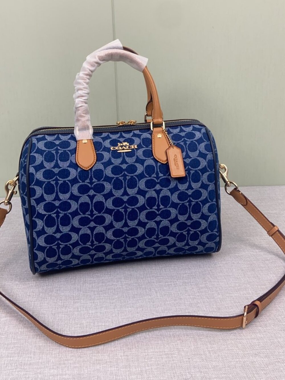 Coach Rowan Large Satchel Bag In Signature Denim Canvas - Picture 2 of 9